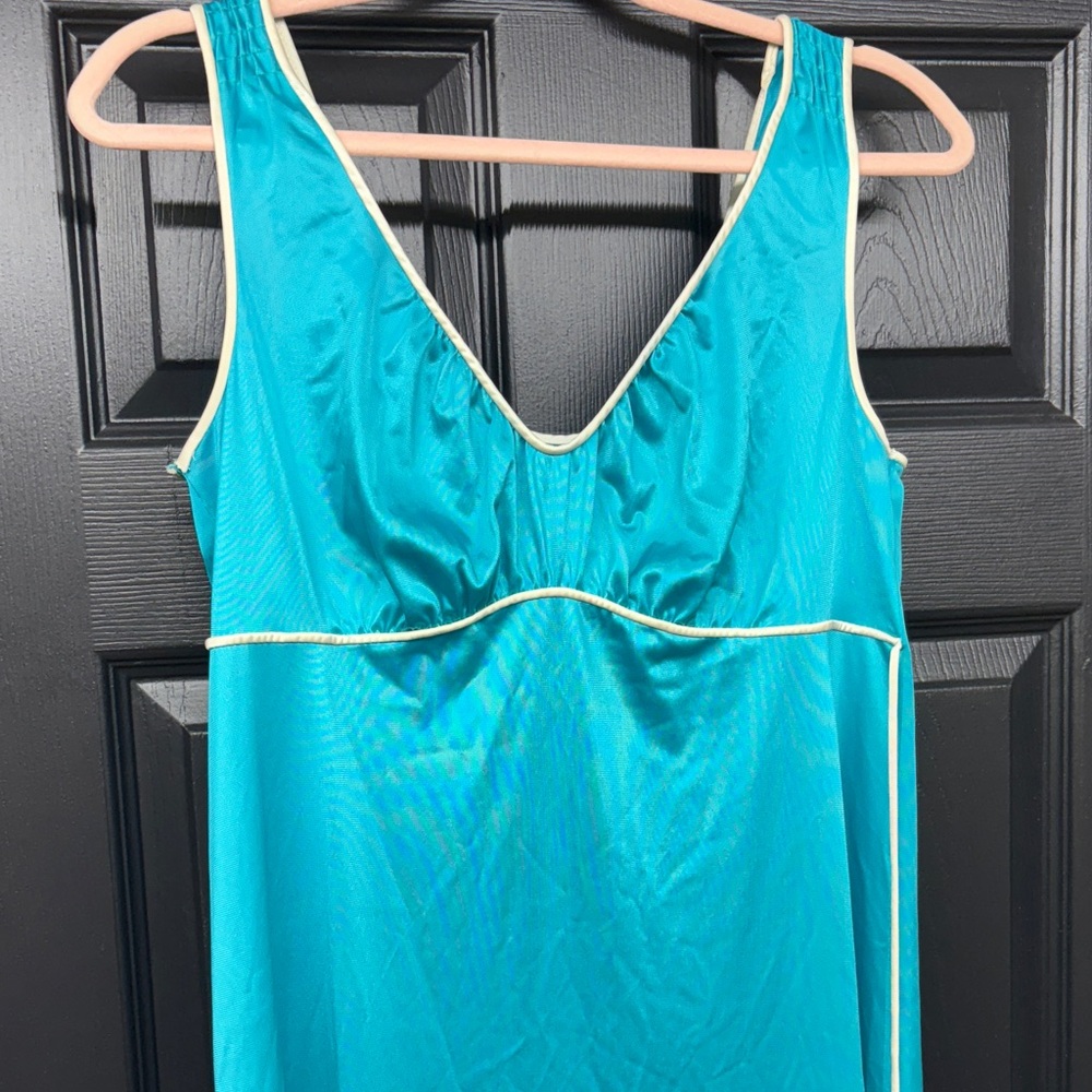 L/xl Blue Slip dress Chemise blue with whiteTrim